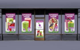 Movita Opening Soon Window Clings Set